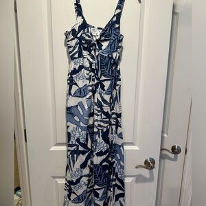 blue white floral summer dress sz med nwot